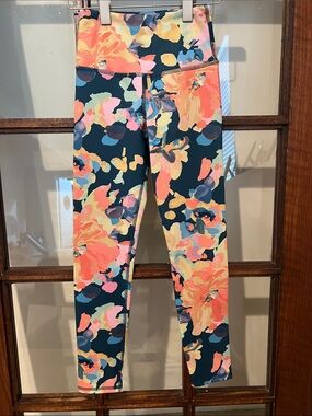 Never Worn Daily Practice Floral High-Waist Active Leggings - Multicolor